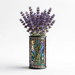 stained glass lavender bundle, clean 3d render, full body, isolated on a pure white background, centered, entire subject in frame, sharp focus, soft studio lighting
