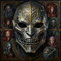 Elden Ring and League of Legends themed painting of cyber assassin symmetrical breathing armor face mask pattern concept, intricate artwork by H.R. Giger, Johnatan Wayshak, Zdizslaw Beksinski, Ayami Kojima, Amano, Karol Bak, Moebius, and Mark Brooks, Neo-Gothic, gothic, rich deep colors, art by Takato Yamamoto, masterpiece, face by Artgerm, very coherent artwork, cinematic, hyper realism, high detail, octane render, unreal engine, 8k, High contrast, golden ratio, trending on cgsociety