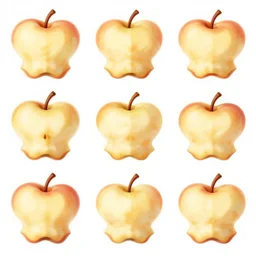 apple cores in different art styles