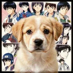 a space realistic puppy dog with cute eyes, very anime, realistic shaded, fine details. anime. realistic shaded lighting poster by ilya kuvshinov katsuhiro otomo ghost in the shell, magali villeneuve, artgerm, jeremy lipkin and michael garmash, rob rey and kentaro miura style, trending on art station
