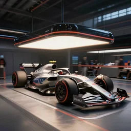 futuristic formula one pit stop concept art