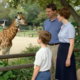 a young boy with his mom and dad at a zoo by norman rockwell