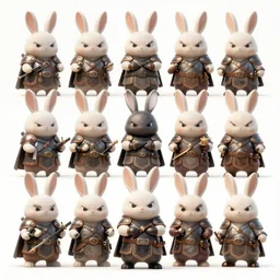 dungeons and dragons illustration of a squad of very aggressive looking bunny warrior, concept art, character study, expressive emotion and sketch, in the style of bernie wrightson art