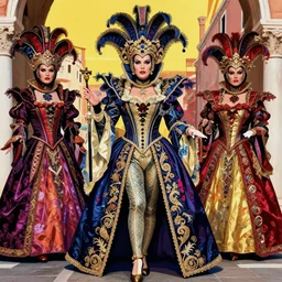 beautiful female character inspired by venice carnival and pop art sigourney weaver | | digital artwork made by greg rutswork, anna dittmann and lois van barlee, symmetrical, anatomically correct