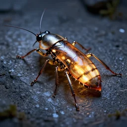 cybernetic cockroach with internal lighting