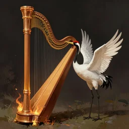 burn the harp and cook the crane, digital painting, concept art