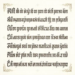 constructed script with an ornate aesthetic inspired by indonesian script, vietnamese script, khmer script, maltese script