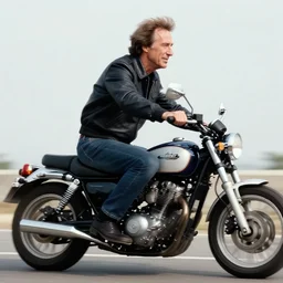 gene hackman driving a motorbike