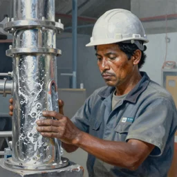a beautiful painting of an engineer working for an aluminium smelter, realistic face, ayahuasca