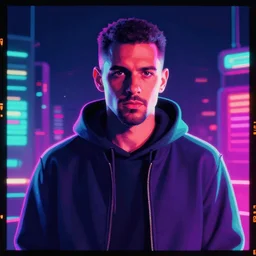 rich astley in hoodie, portrait, vaporwave, synthwave, neon, vector graphics, cinematic, volumetric lighting, f 8 aperture, cinematic eastman 5 3 8 4 film