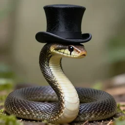 Man snake in top hat, photo, detailed, 4k