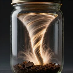 a octane render of a violent tornado inside a jar, close - up studio photo, lighting path traced, highly detailed, high quality, hyper - realistic, max accurate,
