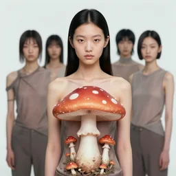 pretty chinese model with hallucination mushroom : : by martine johanna and simon stalenhag and chie yoshii and casey weldon and wlop : : ornate, dynamic, particulate, rich colors, intricate, elegant, highly detailed, centered, vogue, harper's bazaar, fashion magazine, smooth, sharp focus, octane render, 8 k