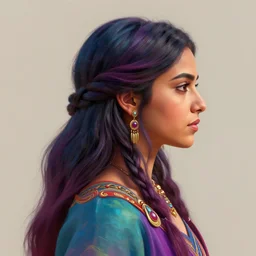 side - profile painted portrait, maya ali as a sorcerer, key lighting, smooth, fantastically gaudy colors, octane render, matte painting concept art, official fanart behance hd artstation by jesper ejsing, by rhads and makoto shinkai and lois van baarle and ilya kuvshinov and rossdraws