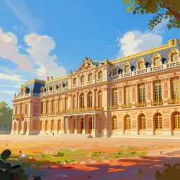 concept art by jama jurabaev, cel shaded, cinematic shot, trending on artstation, high quality, brush stroke, vibrant colors, palace of versailles