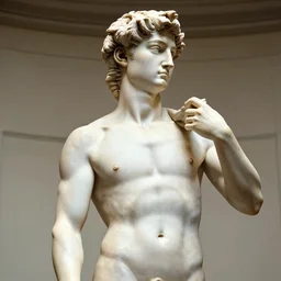 a hyper-detailed marble status of Tom Cruise by Michelangelo; anatomically correct; an extraordinary masterpiece!!!; proud posture; photorealistic eyes; trending on artstation; f/1.4; 90mm