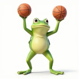 a six foot tall anthropomorphic frog playing basketball, hieronymus bosch