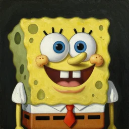 1 4 0 0 s renaissance close - up portrait of spongebob oil painting by jan van eyck, northern renaissance art, oil on canvas, wet - on - wet technique, realistic, expressive emotions, intricate textures, illusionistic detail