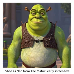 “Shrek as Neo from The Matrix, early screen test”