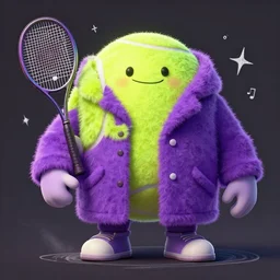 a tennis ball monster in a purple pimp coat, digital art, fantasy, magic, chalk, trending on artstation, ultra detailed, professional illustration by basil gogos
