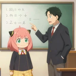 tatsu from the way of the househusband teaching math to anya from spy x family
