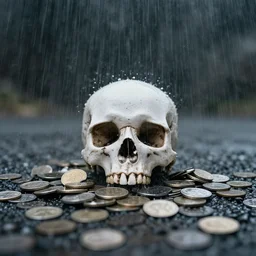 rain of skull pennies, coins