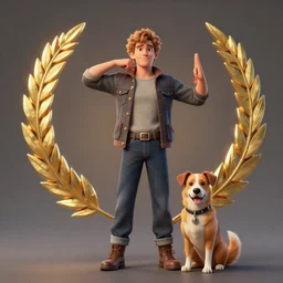 full body shot, hero pose of finn the human and jake the dog, highly detailed, 8 k, hdr, digital art, octane render, neo classical appeal award - winning, trending on artstation, ann stokes