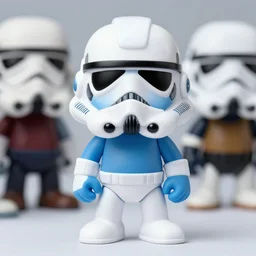 stormtrooper Smurf vinyl toy, full body, hyper realistic strong depth of field photo