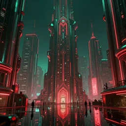 concept art, octane render, a brooding, dystopian city, reflections, volumetric pastel neon lighting, dramatic, emerald red neon glow, 8 k, ultra - hd, insanely detailed and intricate, hypermaximalist, elegant, ornate, by gerald brom, by syd mead, akihiko yoshida, doug chiang, cinematic