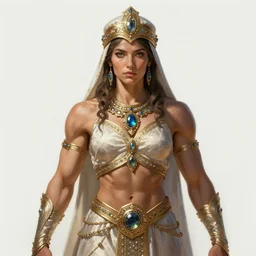 kazakh empress, d & d, fantasy, portrait, muscular, highly detailed, digital painting, trending on artstation, concept art, sharp focus, illustration, art by artgerm and greg rutkowski and magali villeneuve