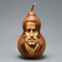 gourd carved to look like the face of johnny depp