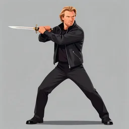 Liam Neeson as Burl Gage, Antimage, wielding a dagger, iconic Character illustration by Wayne Reynolds for Paizo Pathfinder RPG