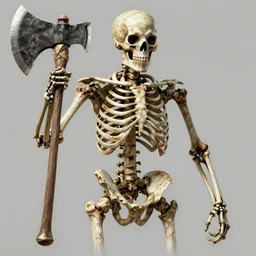 Powerful skeleton holding axe, concept art, 4k, high detailed