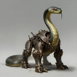 snake as a dwarven dwemer automaton construct, skyrim, concept art