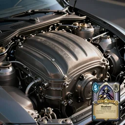 car engine, car parts concept, Hearthstone card,