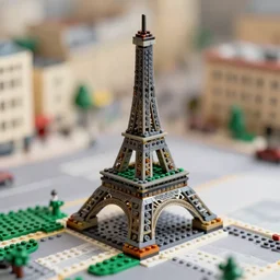 tilt shift arial photo still of paris made of legos, 8 k, 1 6 mm f 1 6