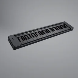 3 d render matte black electronic melodica musical instrument, all black, black keys, fluid design, centered on studio gray background, octane engine render, extremely detailed product concept, wearable musical instrument, design by james dyson, design by marc newson