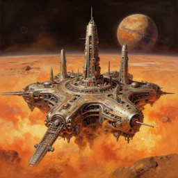 oil sci fi painting of human colony city on planet mars, inferno, octane rendering, trending on artstation, by, studio ghibli, michael whealan and james gurney