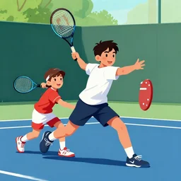 comic digital art of kids playing tennis by marvel