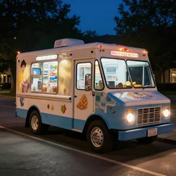 ice cream truck at midnight