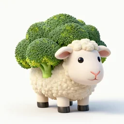 the fusion between a broccoli and a sheep, broccoli sheep