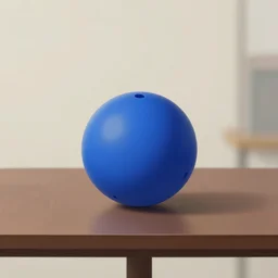 a blue ball on a table, digital artwork by Wlop and Feng Zhu