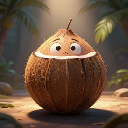 the kokonut trunk, coconut, coconut, cartoon, cartoon, symmetric, dynamics lighting, cinematic,