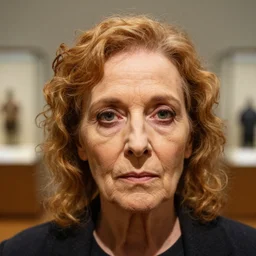 close up macro portrait of a hybrid between a dried plum and maggie smith. it's being exhibited in a museum