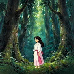 beautiful ancient forest, matte painting, beautifully painted, beautiful lighting, enchanted forest, jeremy lipking, studio ghibli, princess mononoke, 8 k, rays of light, amazing detail, princess mononoke background paintings