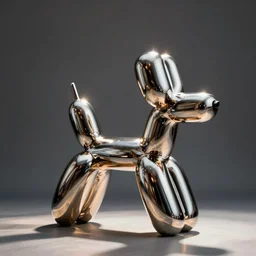 metallic balloon dog. jeff koons. realistic. pop art. award - winning photo
