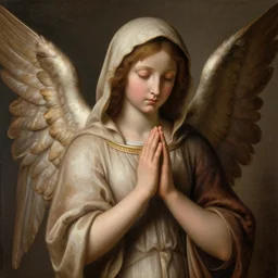a hooded angel praying, hyper realistic, hyper detailed, coherent, renaissance style, - n 1 4