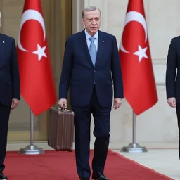 recep tayyip erdogan is leaving turkey, a suitcase in his hand