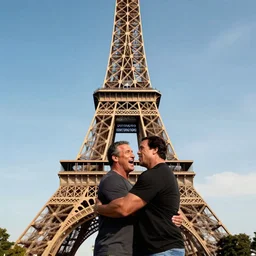 john cena hugging the eiffel tower, digital art