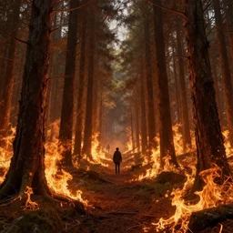 surreal burning forest beautiful 4 k hyperrealistic artstation trending ray traced unreal engine detailed high resolution high detail drawn by peter michaels michaels mackentire and ronaldo swansonjohnson